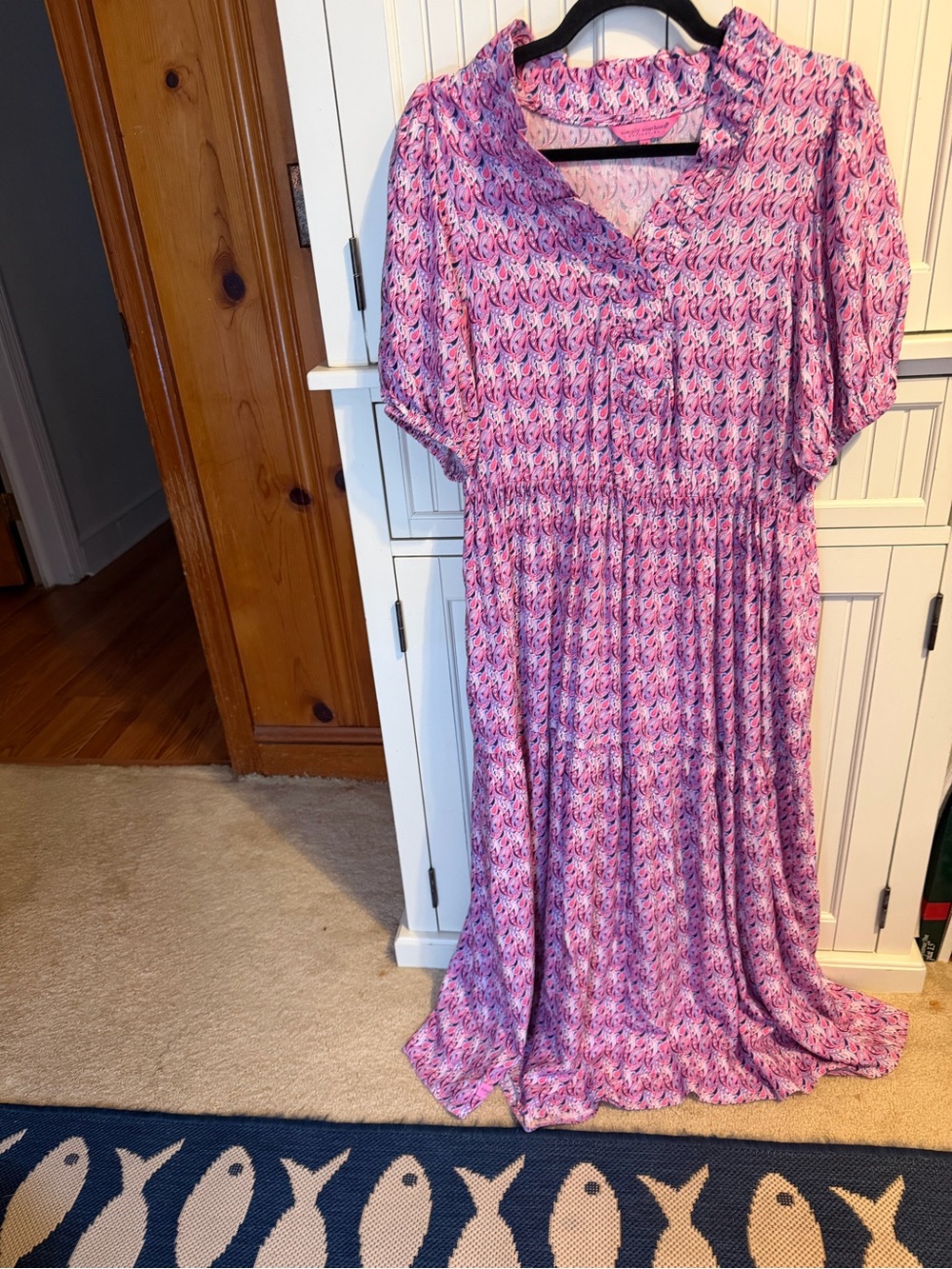 Simply Southern Pink Floral Maxi Dress with V-Neck